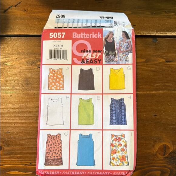 Butterick Fast & Easy Sewing Pattern 5057 Tank Tops - Picture 1 of 3